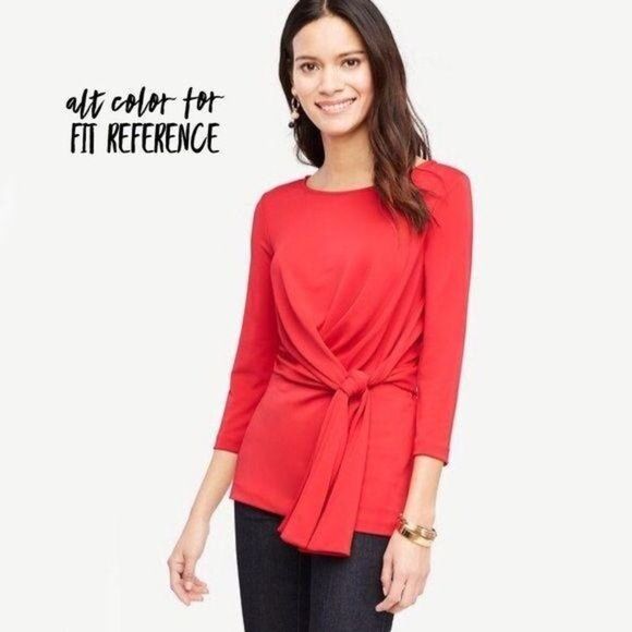 Ann Taylor Tossed Leaf Print Side-Tie Top - Picture 4 of 9